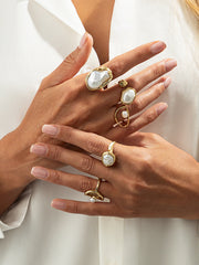 5pcs Baroque Pearl Statement Ring