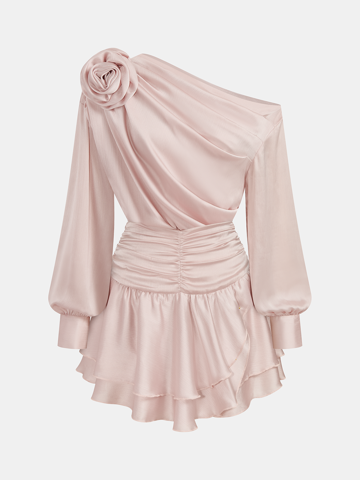 3D Rose One-Shoulder Top & Mini Skirt Set