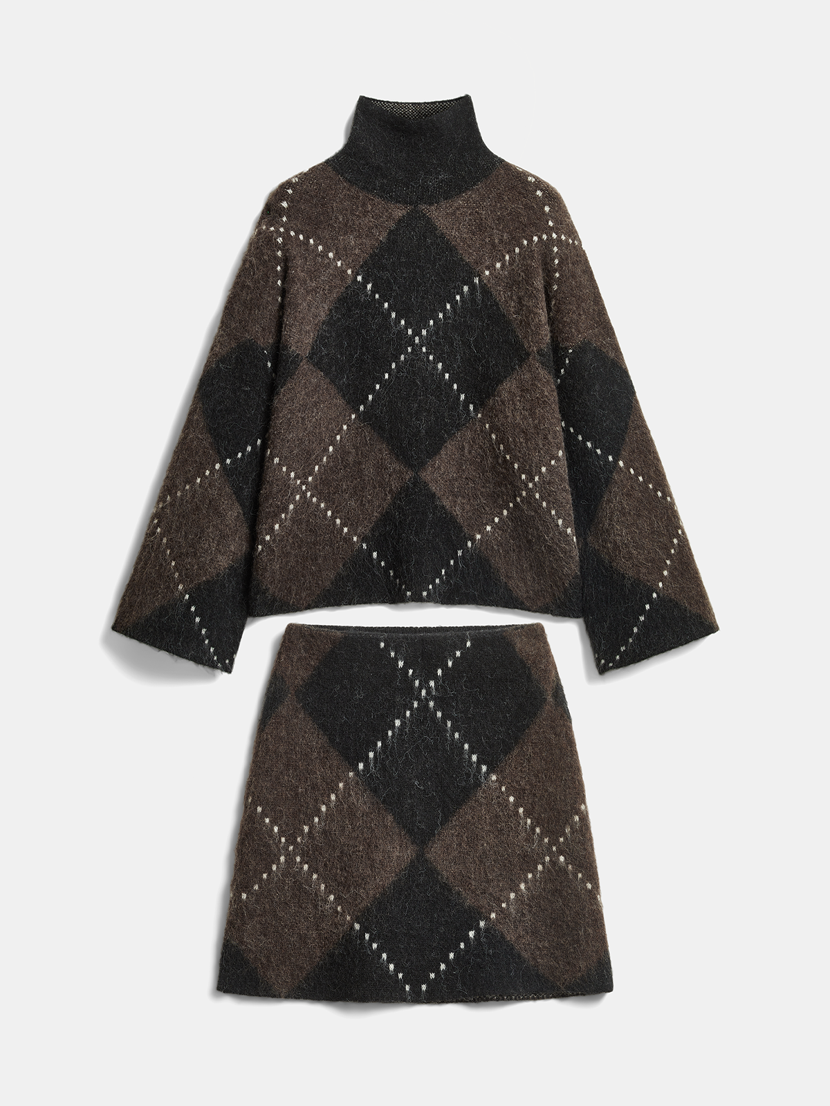 Argyle Wool-Blend Sweater & Mini Skirt Set