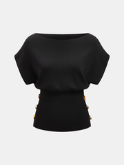 Amber Detail Cinched Waist Knit Top