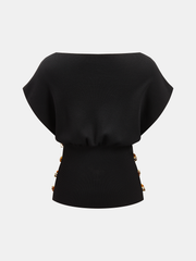 Amber Detail Cinched Waist Knit Top