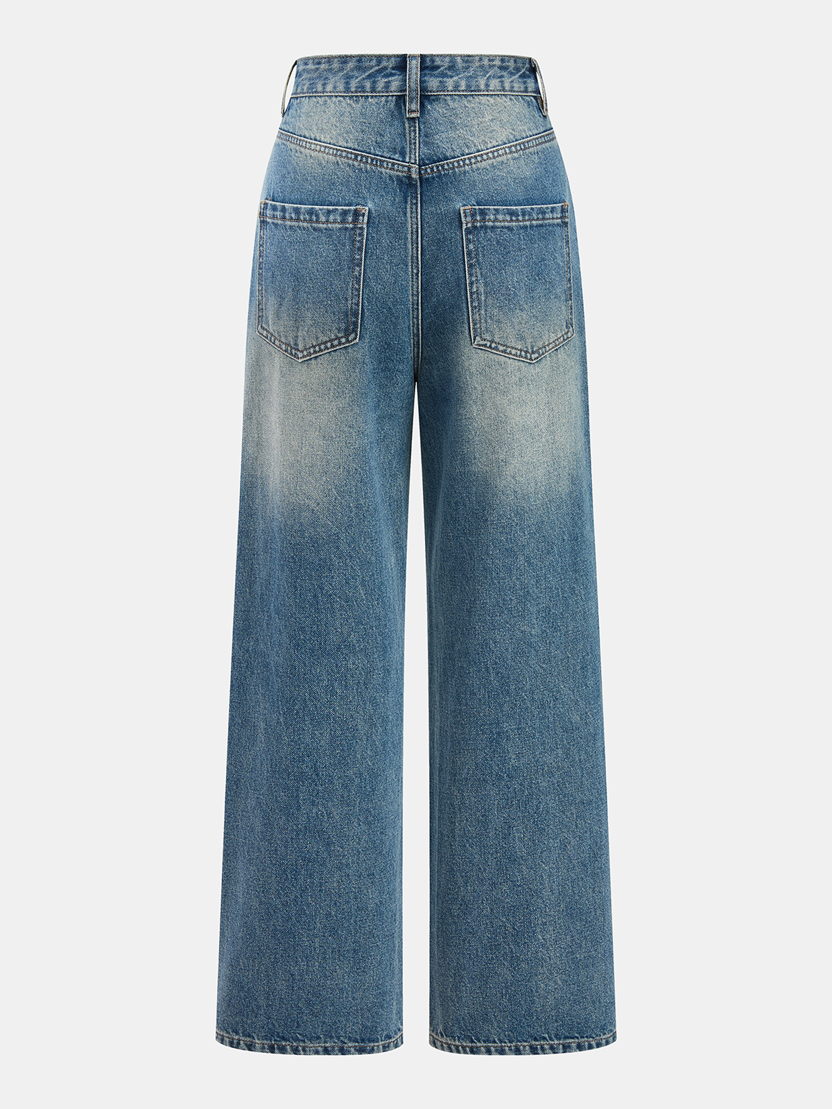 Asymmetric Waist Wide Leg Denim Pants
