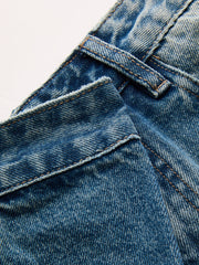 Asymmetric Waist Wide Leg Denim Pants