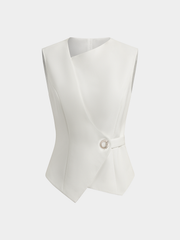 Asymmetric Buckle Waist Sleeveless Vest