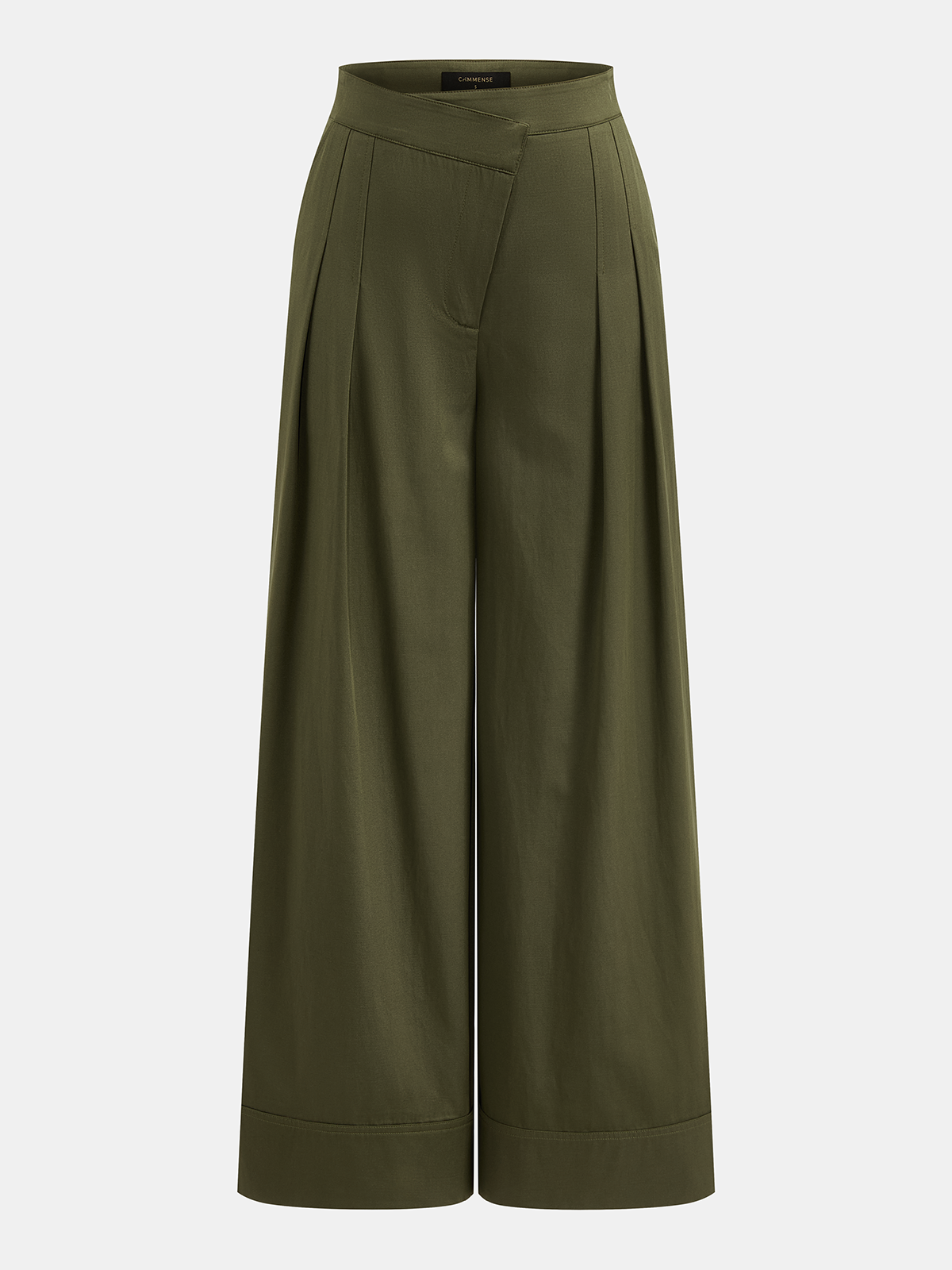 Asymmetric Pleated Wide Leg Pants