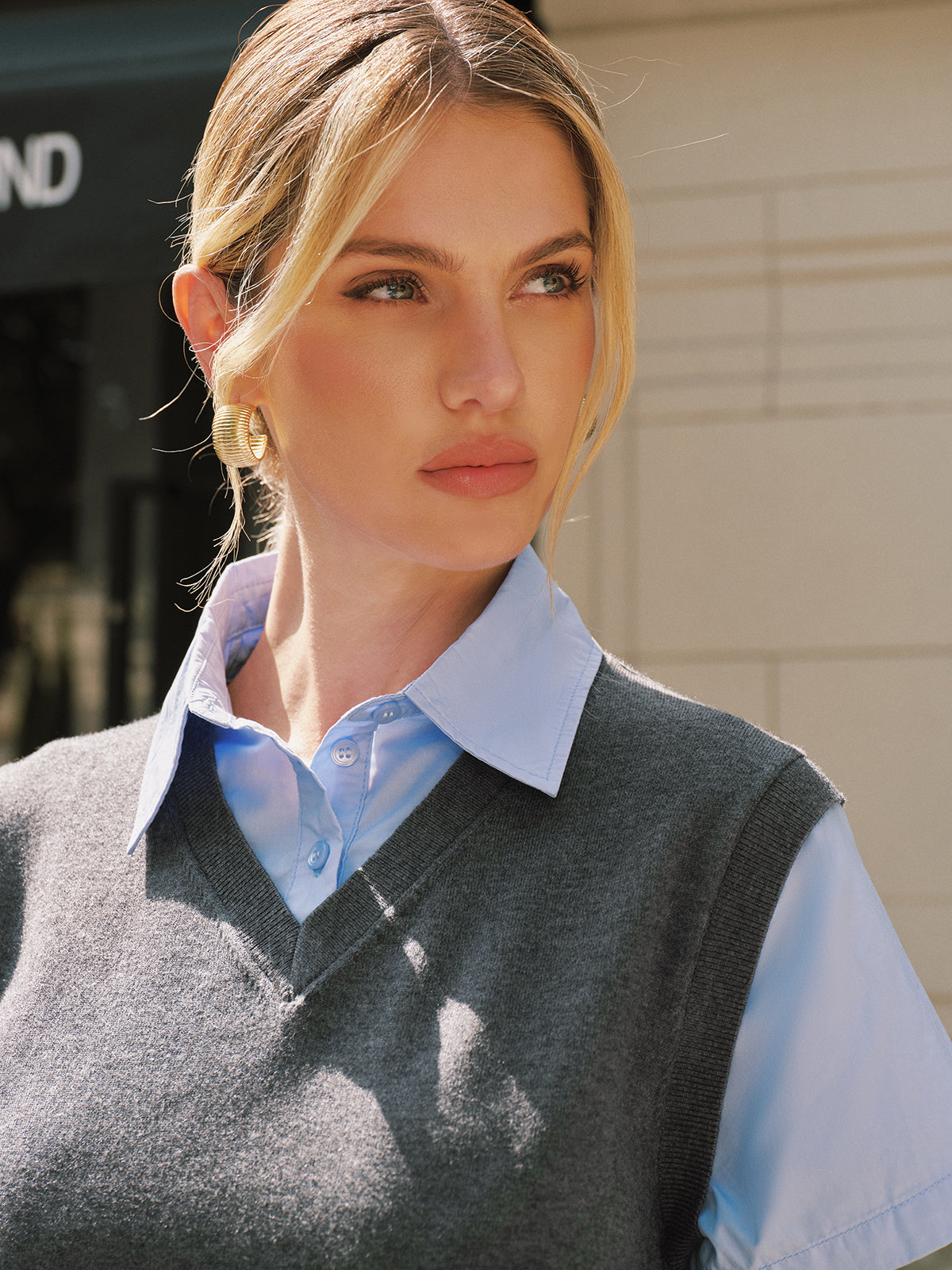 2-in-1 Wool Blend Patchwork Knit Top