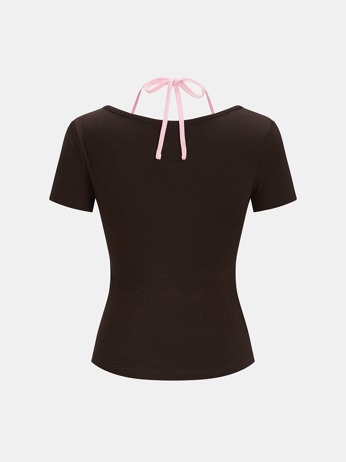 2 in 1 Color Block Halter Ruched Top