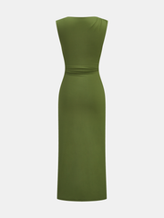Asymmetric Ruched Bodycon Midi Dress