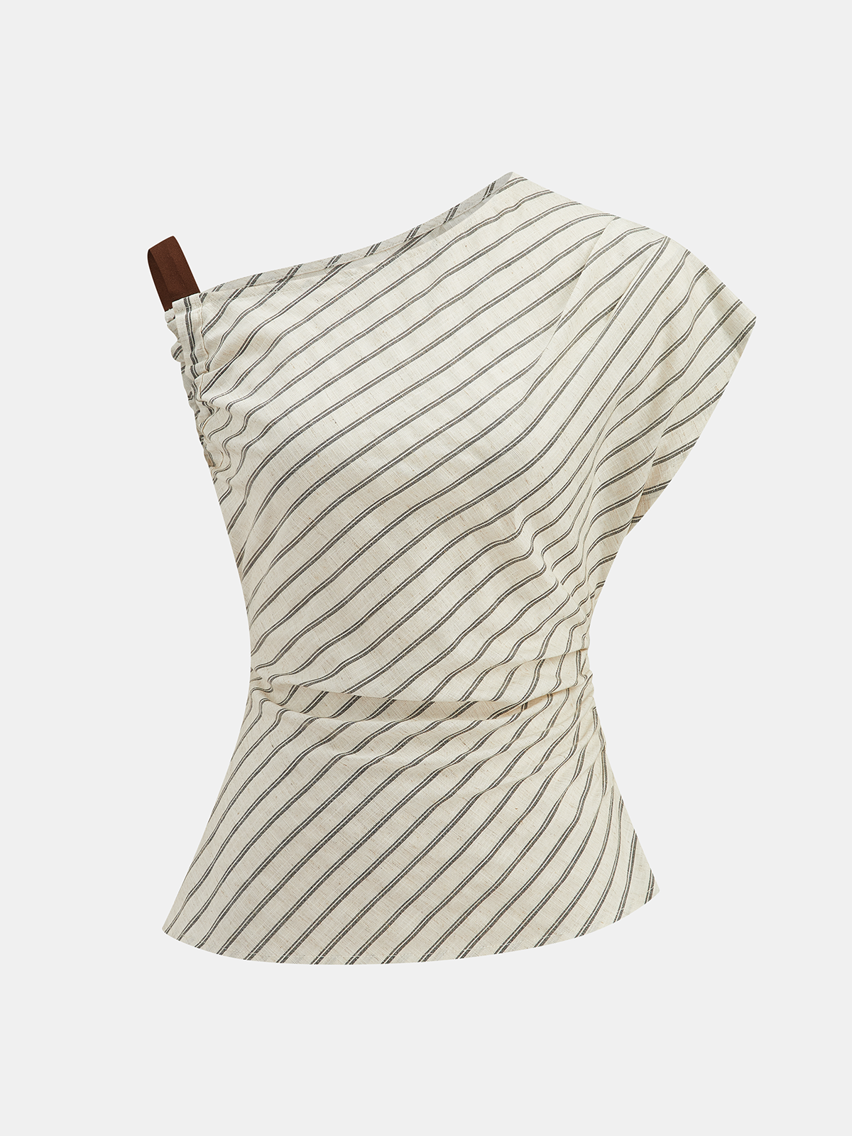 Asymmetric Striped Cotton Linen Top