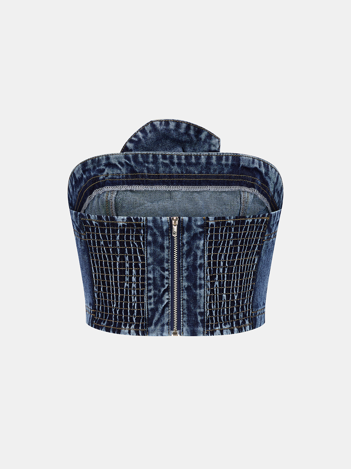 3D Rose Applique Denim Tube Top