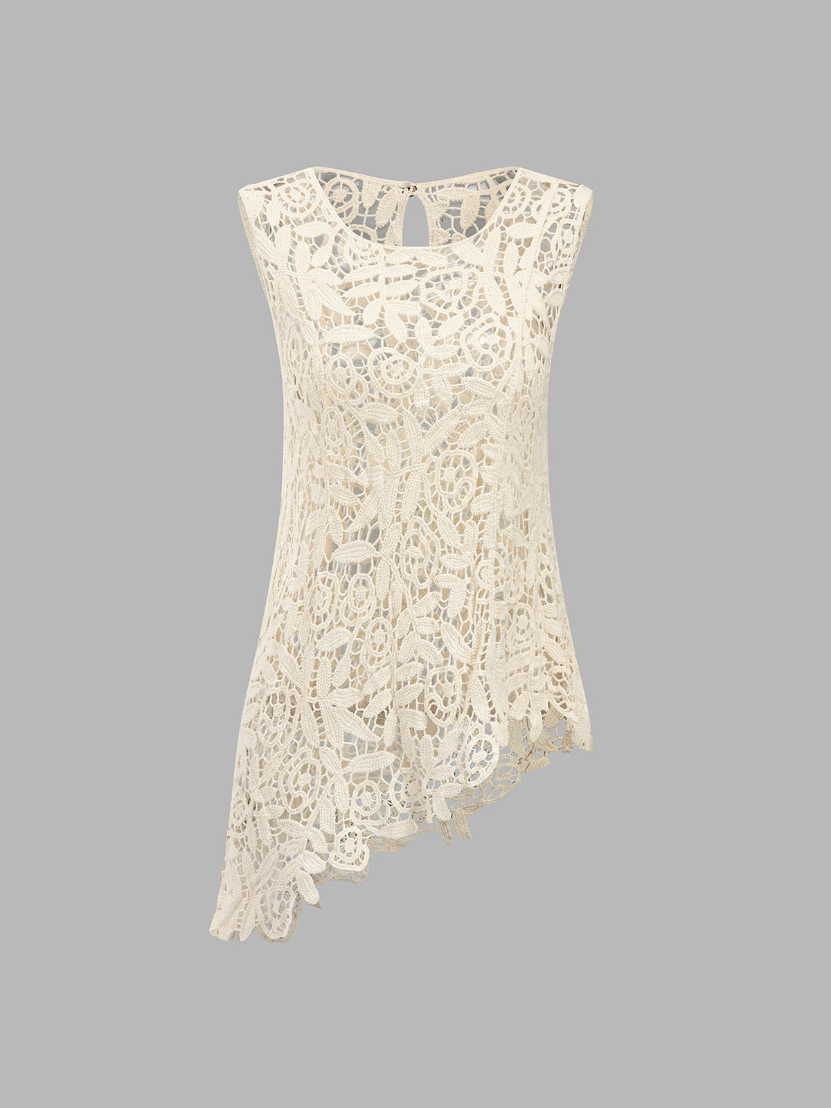 Asymmetric Crochet Lace Sleeveless Top