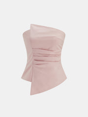 Asymmetric Ruched Strapless Top & Pants Set