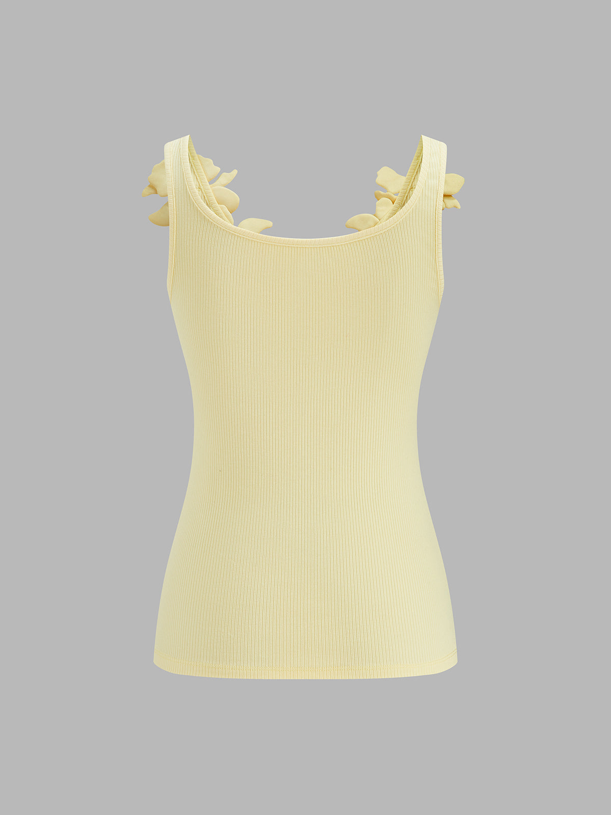 3D Floral Ribbed Knit Tank Top