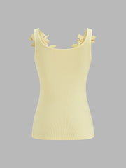 3D Floral Ribbed Knit Tank Top
