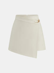 Asymmetric Buckle Detail Mini Skirt
