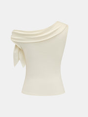 Asymmetric Off Shoulder Knot Detail Blouse