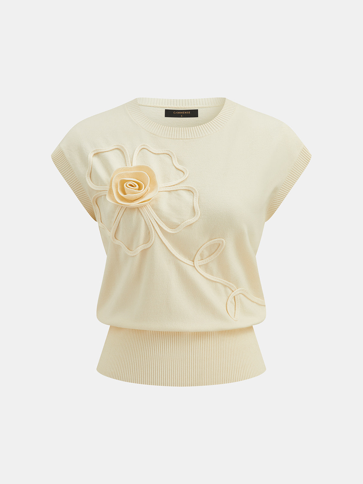 3D Floral Sleeveless Knit Top