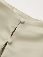 Asymmetrical Draped Ruched Satin Blouse