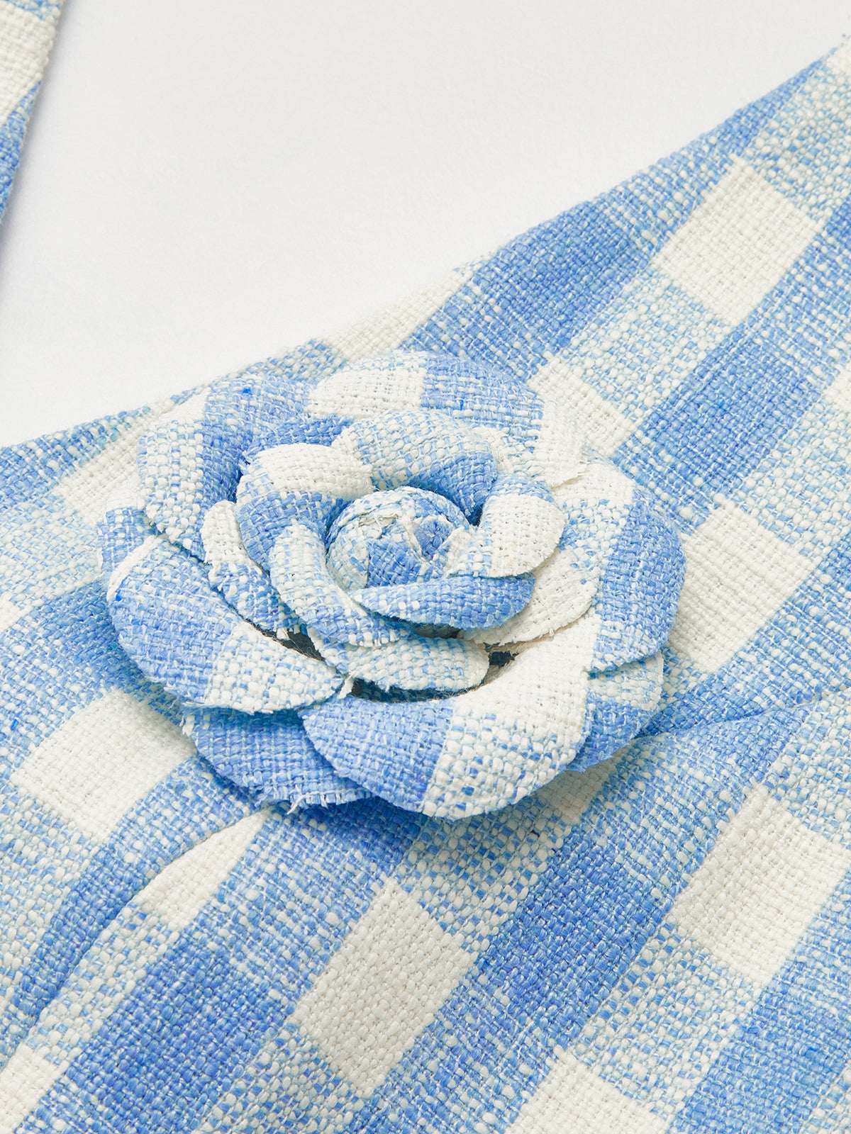 3D Flower Gingham Halter Vest & Shorts Set