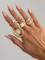 5pcs Irregular Statement Stacked Rings Set