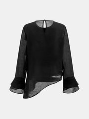 Asymmetric Layered Ruffle Flare Sleeve Blouse