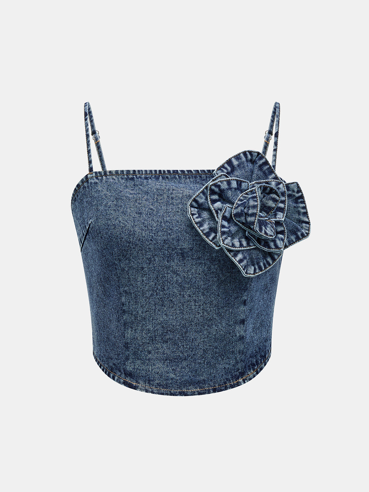 3D Rose Cami Denim Top