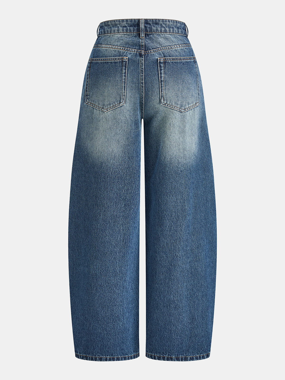 Asymmetric Waist Curved-Leg Denim Pants