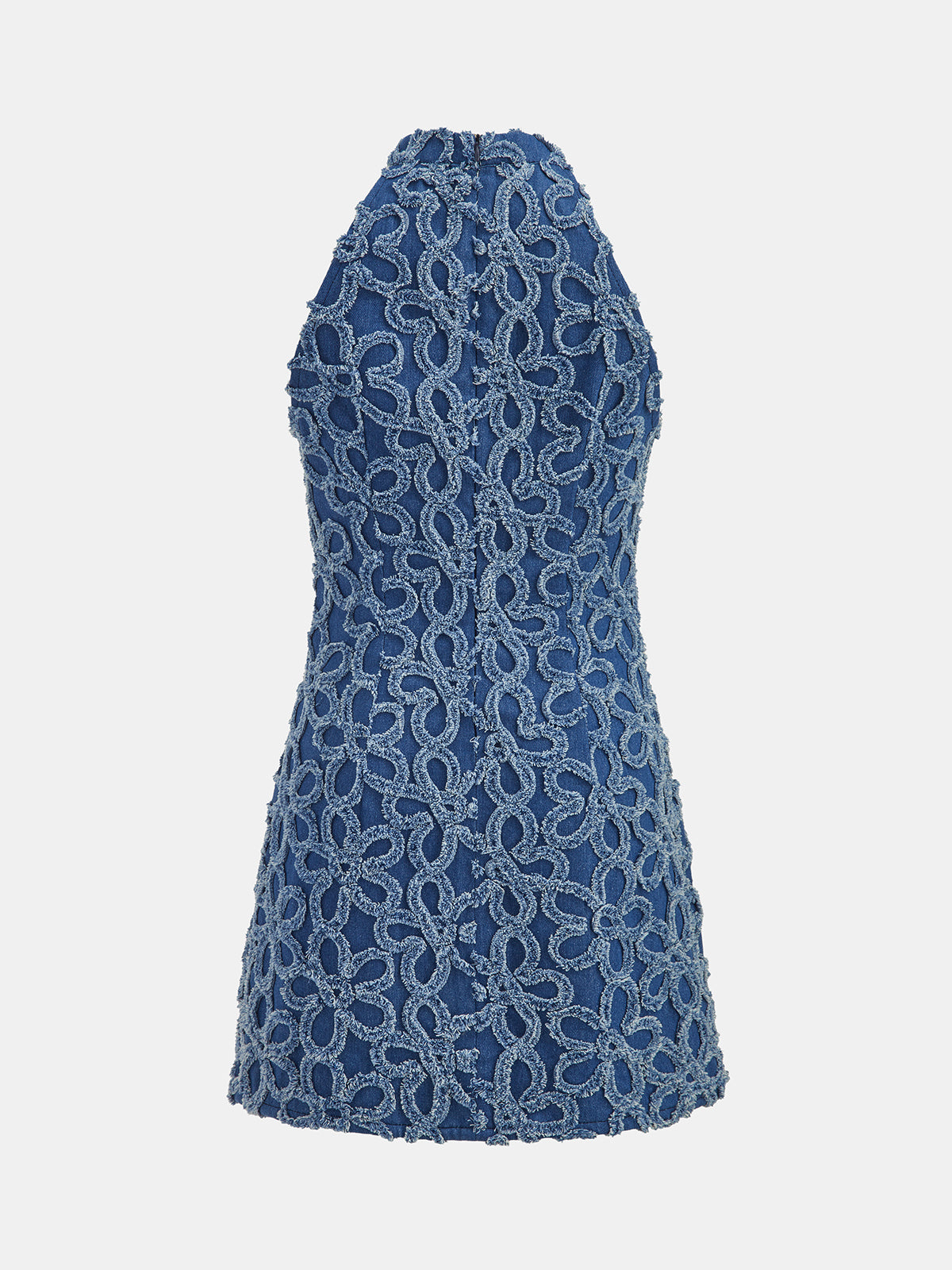 3D Floral Frog Button Denim Mini Dress