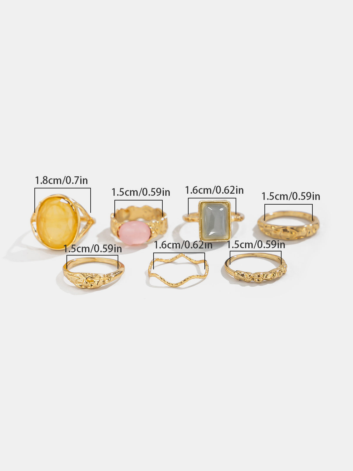 7pcs Vintage Gemstone Stacking Ring Set