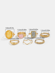 7pcs Vintage Gemstone Stacking Ring Set