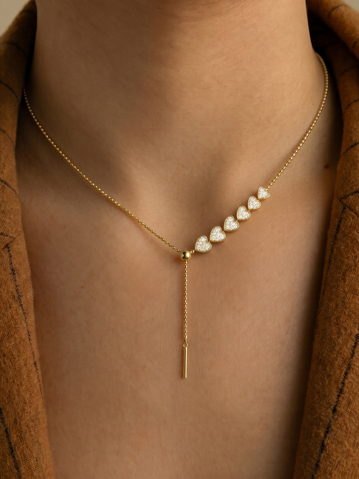 Adjustable Multi Heart Pavé Necklace